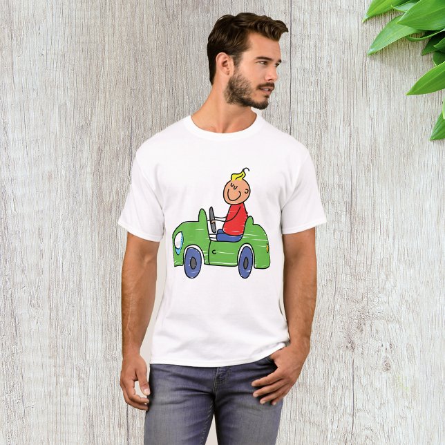 Camiseta Ilustração De Crianças De Carros Verdes Que Conduz (Criador carregado)