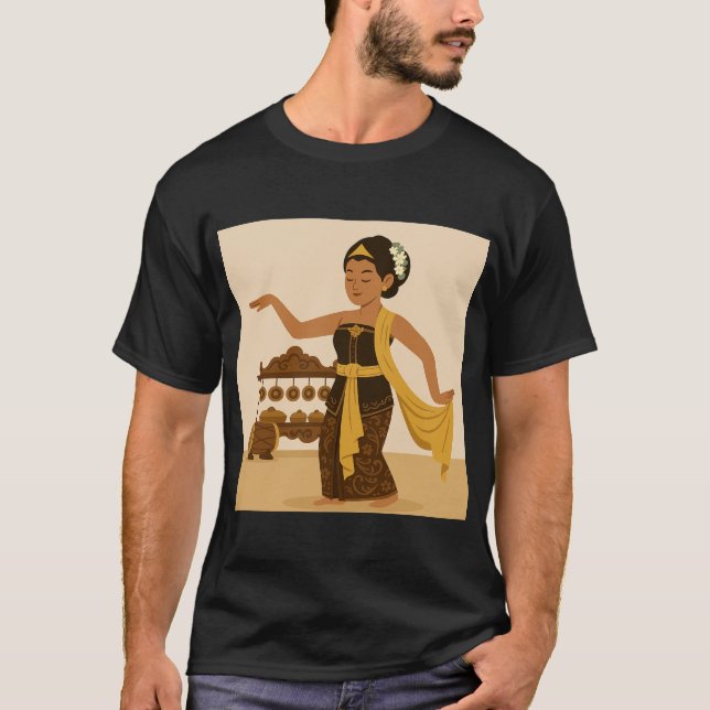 Camiseta "Ilustração de Dançarino Balinês (Frente)