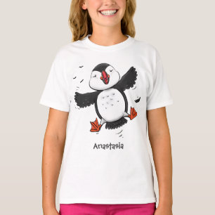 Camiseta Ilustração de desenho animado azul de papagaio-do-