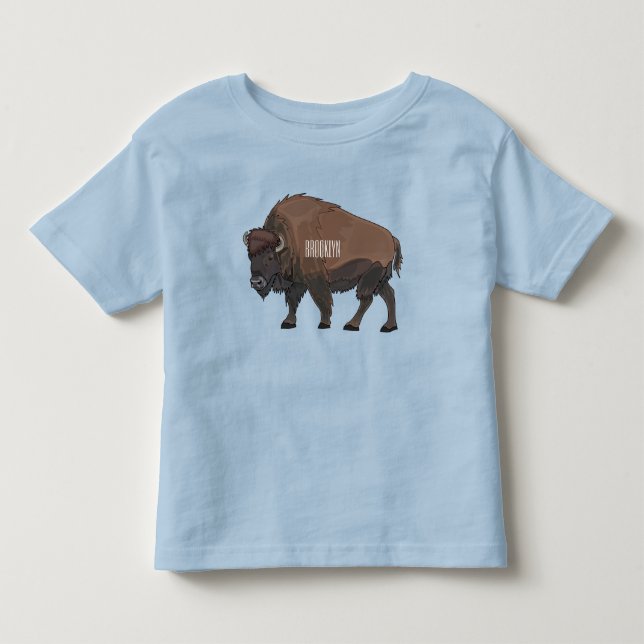 Camiseta Ilustração de desenho animado Bison (Frente)
