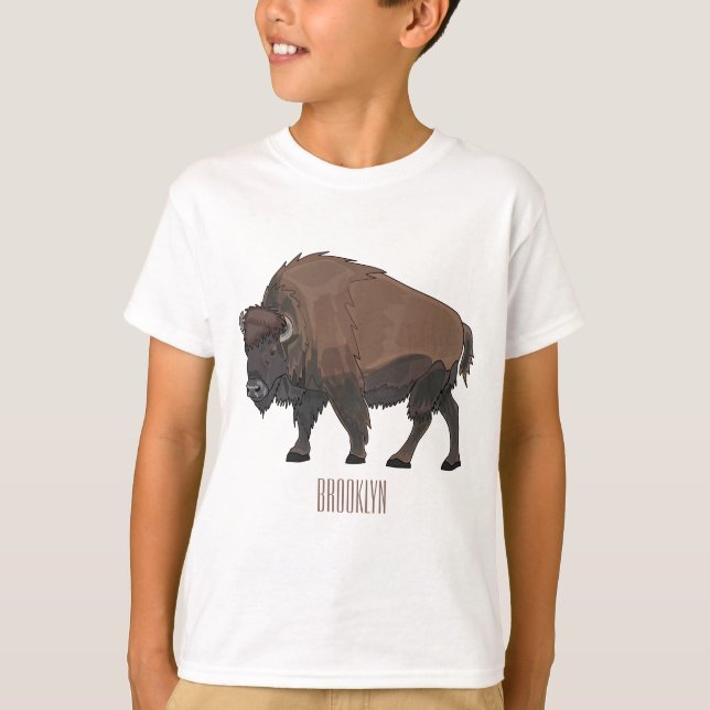 Camiseta Ilustração de desenho animado Bison (Frente)