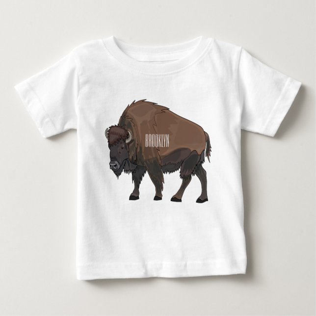Camiseta Ilustração de desenho animado Bison (Frente)