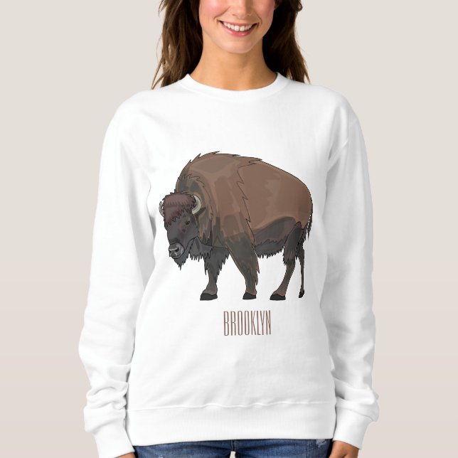 Camiseta Ilustração de desenho animado Bison (Frente)