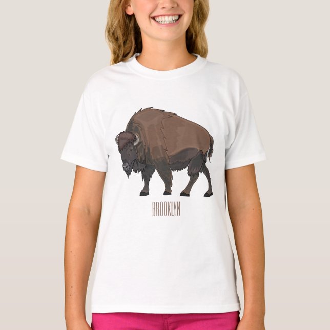 Camiseta Ilustração de desenho animado Bison (Frente)
