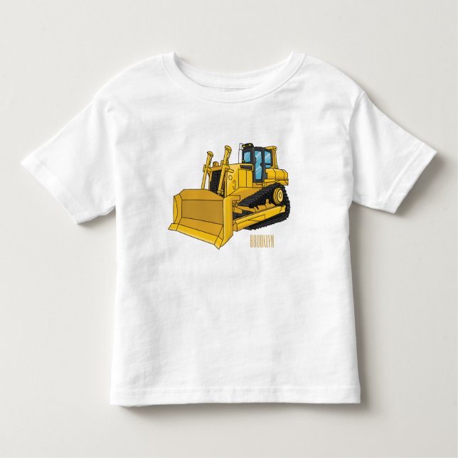 Camiseta Ilustração de desenho animado Bulldozer (Frente)