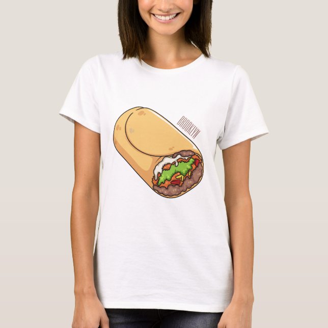 Camiseta Ilustração de desenho animado burrito (Frente)