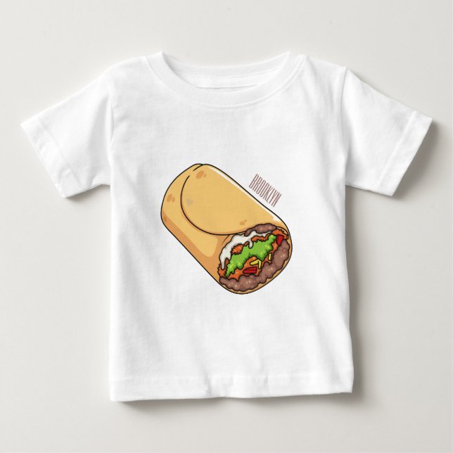 Camiseta Ilustração de desenho animado burrito (Frente)