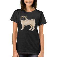 Ilustração de desenho animado canino de pug cor de