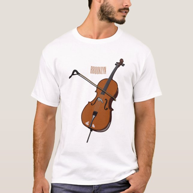 Camiseta Ilustração de desenho animado Cello (Frente)