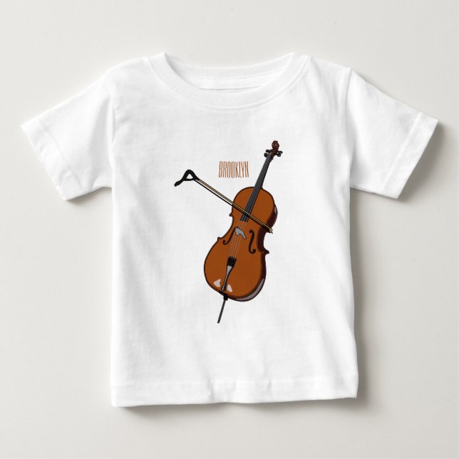 Camiseta Ilustração de desenho animado Cello (Frente)