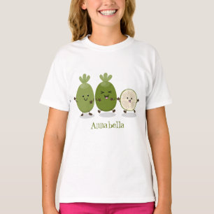 Camiseta Ilustração de desenho animado com abacaxi guava fe