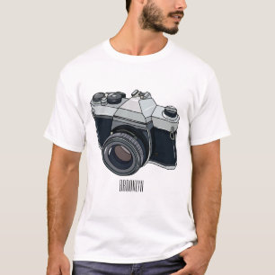 Camiseta Ilustração de desenho animado com câmera de filme