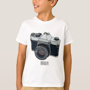 Camiseta Ilustração de desenho animado com câmera de filme