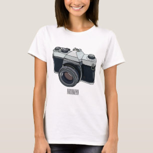 Camiseta Ilustração de desenho animado com câmera de filme