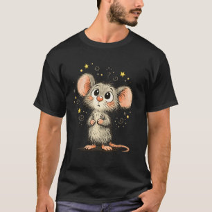 Camiseta Ilustração de Desenho Animado Confuso do Rato Estr