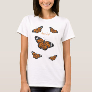 Camiseta Ilustração de desenho animado da borboleta monarca