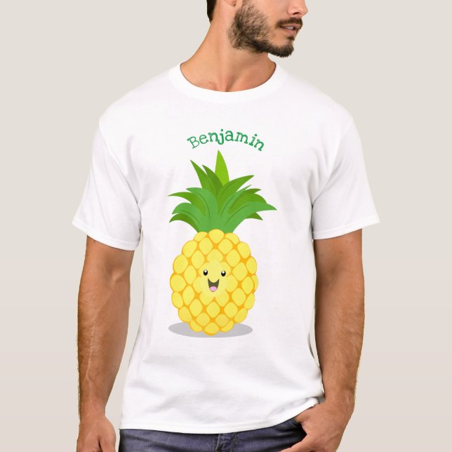 Camiseta Ilustração de desenho animado de abacaxi (Frente)