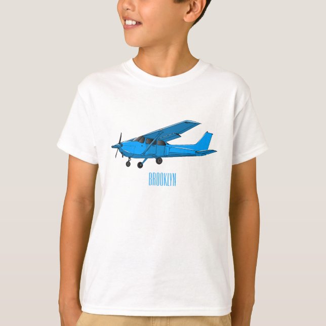 Camiseta Ilustração de desenho animado de aeronaves de asa  (Frente)
