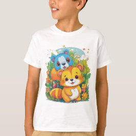 Camiseta Ilustração de desenho animado de animal fofo