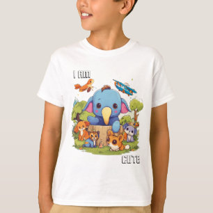 Camiseta Ilustração de desenho animado de animal fofo eu so
