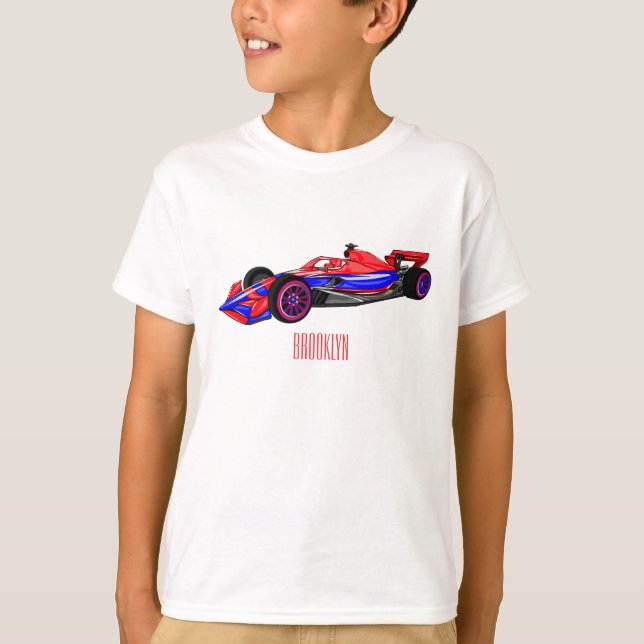 Camiseta Ilustração de desenho animado de automóveis de cor (Frente)
