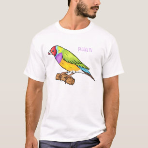 Camiseta Ilustração de desenho animado de ave-finch-gouldia