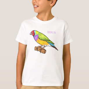 Camiseta Ilustração de desenho animado de ave-finch-gouldia