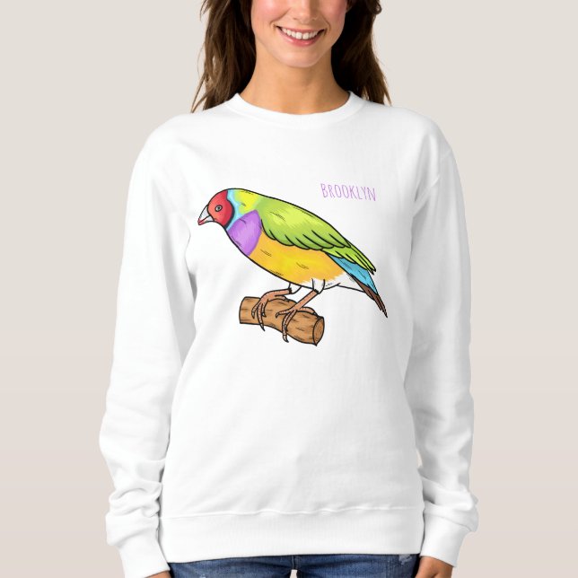 Camiseta Ilustração de desenho animado de ave-finch-gouldia (Frente)
