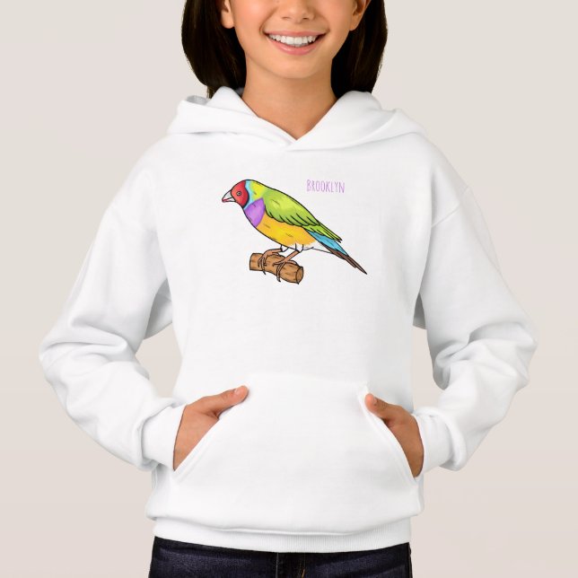 Camiseta Ilustração de desenho animado de ave-finch-gouldia (Frente)