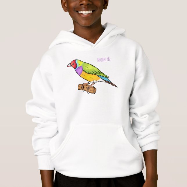 Camiseta Ilustração de desenho animado de ave-finch-gouldia (Frente)