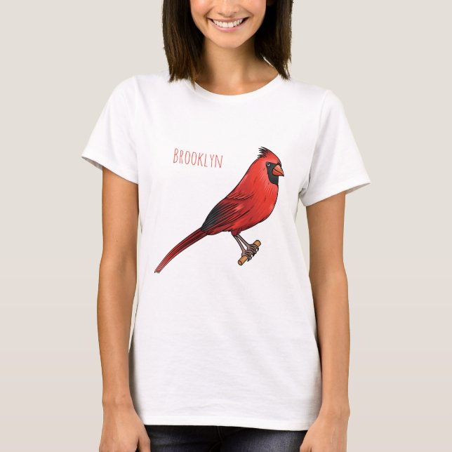 Camiseta ilustração de desenho animado de aves cardeal nort (Frente)