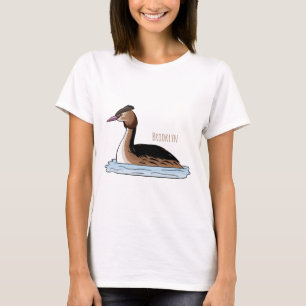 Camiseta ilustração de desenho animado de aves-cinzentas cr