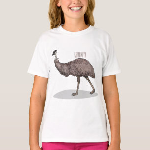 Camiseta Ilustração de desenho animado de aves da Emu