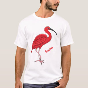 Camiseta Ilustração de desenho animado de aves Scarlet ibis