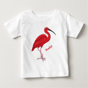 Camiseta Ilustração de desenho animado de aves Scarlet ibis