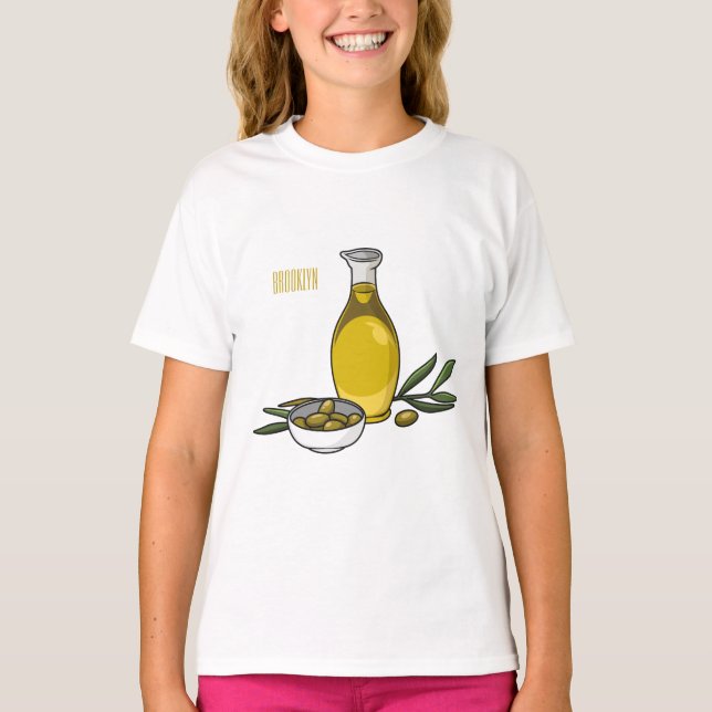 Camiseta Ilustração de desenho animado de azeite (Frente)