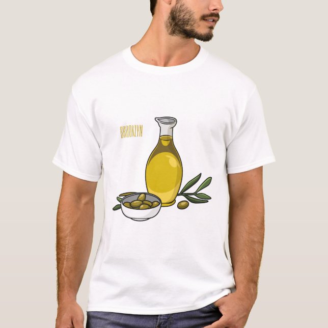 Camiseta Ilustração de desenho animado de azeite (Frente)