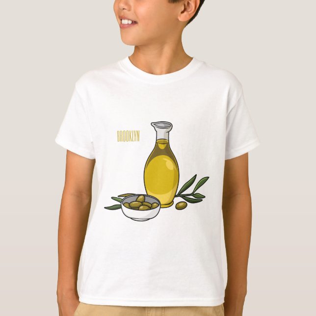Camiseta Ilustração de desenho animado de azeite (Frente)