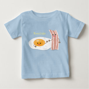 Camiseta Ilustração de desenho animado de bacon e ovo caw