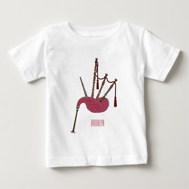 Camiseta Ilustração de desenho animado de Bagpipe (Frente)