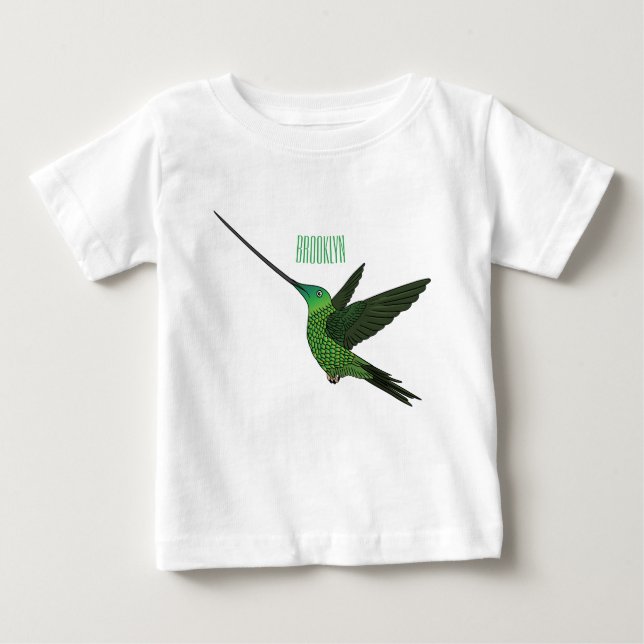 Camiseta Ilustração de desenho animado de beija-flor-espada (Frente)
