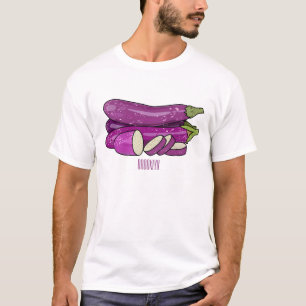 Camiseta Ilustração de desenho animado de beringela