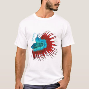 Camiseta Ilustração de desenho animado de betta-rabo-cruzad