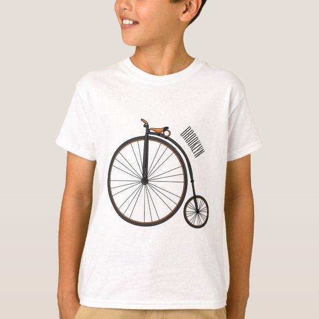 Camiseta Ilustração de desenho animado de bicicleta de alta (Frente)