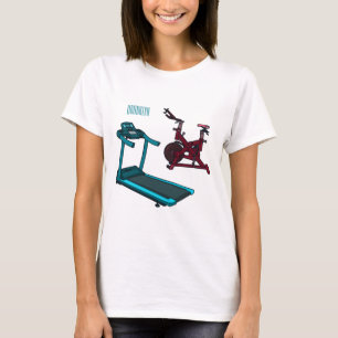 Camiseta Ilustração de desenho animado de bicicleta ergomét