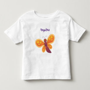 Camiseta Ilustração de desenho animado de borboleta laranja