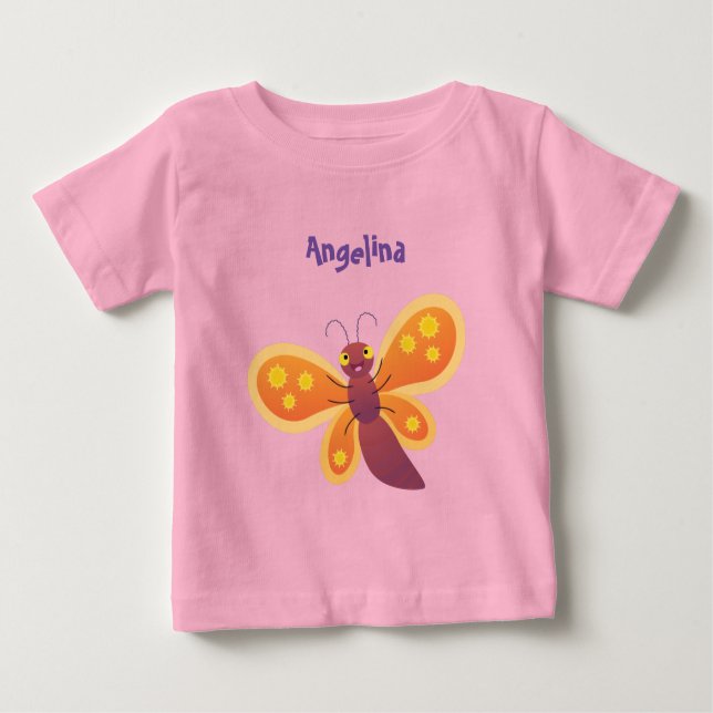 Camiseta Ilustração de desenho animado de borboleta laranja (Frente)