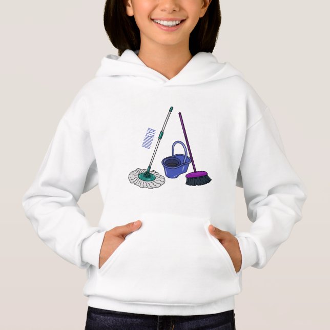 Camiseta Ilustração de desenho animado de Broom & mop (Frente)