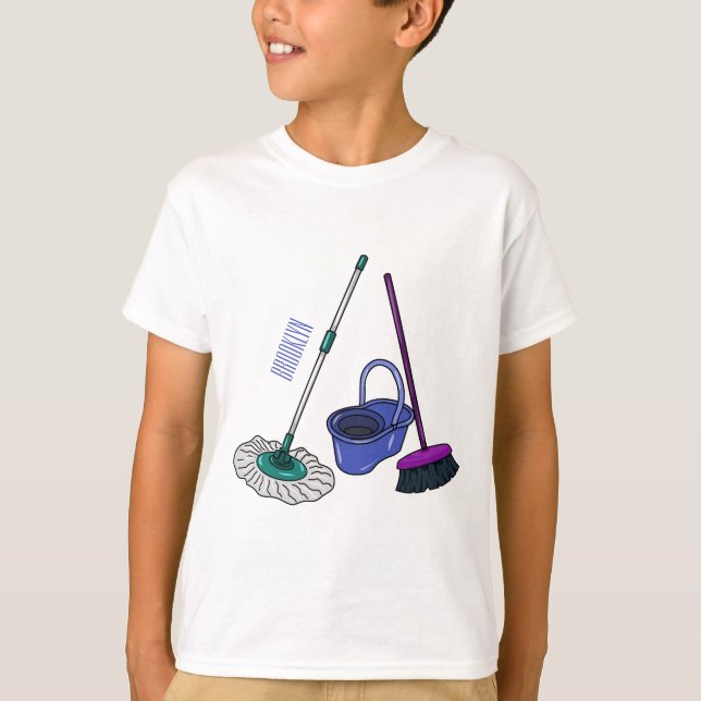 Camiseta Ilustração de desenho animado de Broom & mop (Frente)