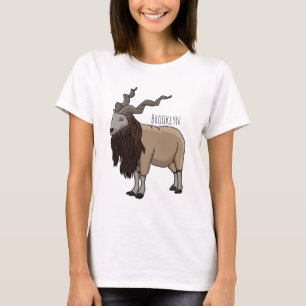 Camiseta Ilustração de desenho animado de cabra Markhor